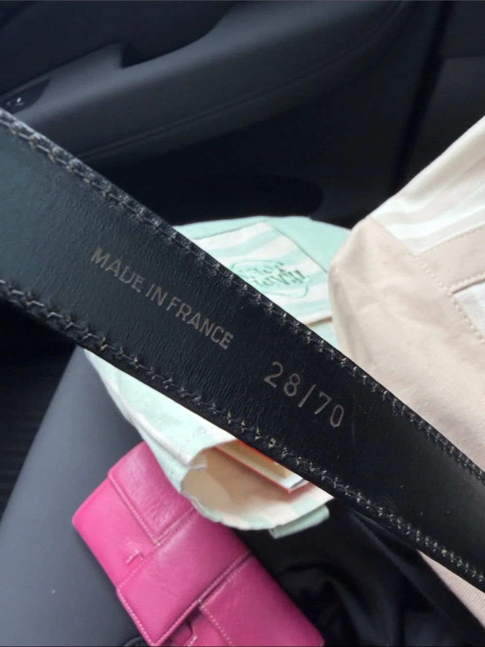 Vintage Ines de la Fressange ~Black Leather Belt with Golden Oak Leaf Buckle